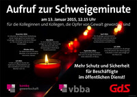 Postkarte vbba, GdS, komba und dbb zur Schweigeminute (13.01.2015)